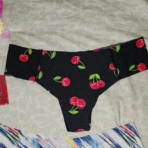 Victoria's Secret Black Thong with Cherry Print